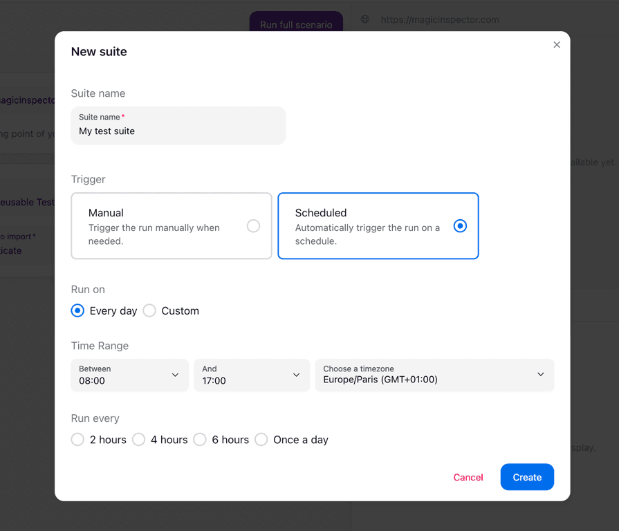 Create a new suite