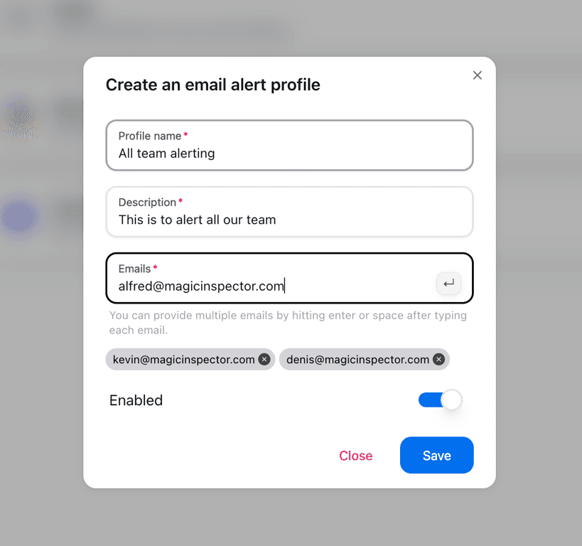 Configure email alert